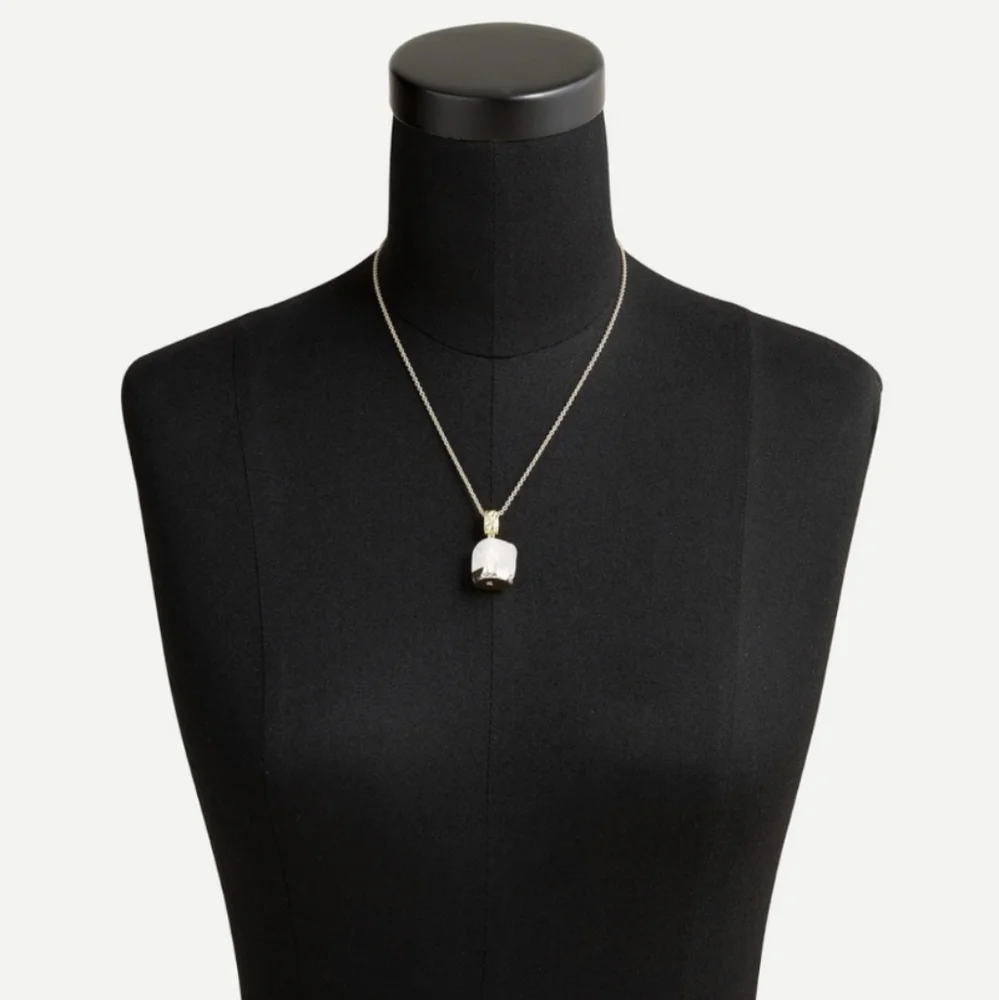 J Crew Dipped Stone Pendant Necklace in Burnished Gold - Picture 2 of 2